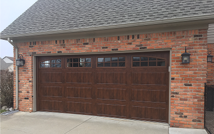 New brown wood garage door