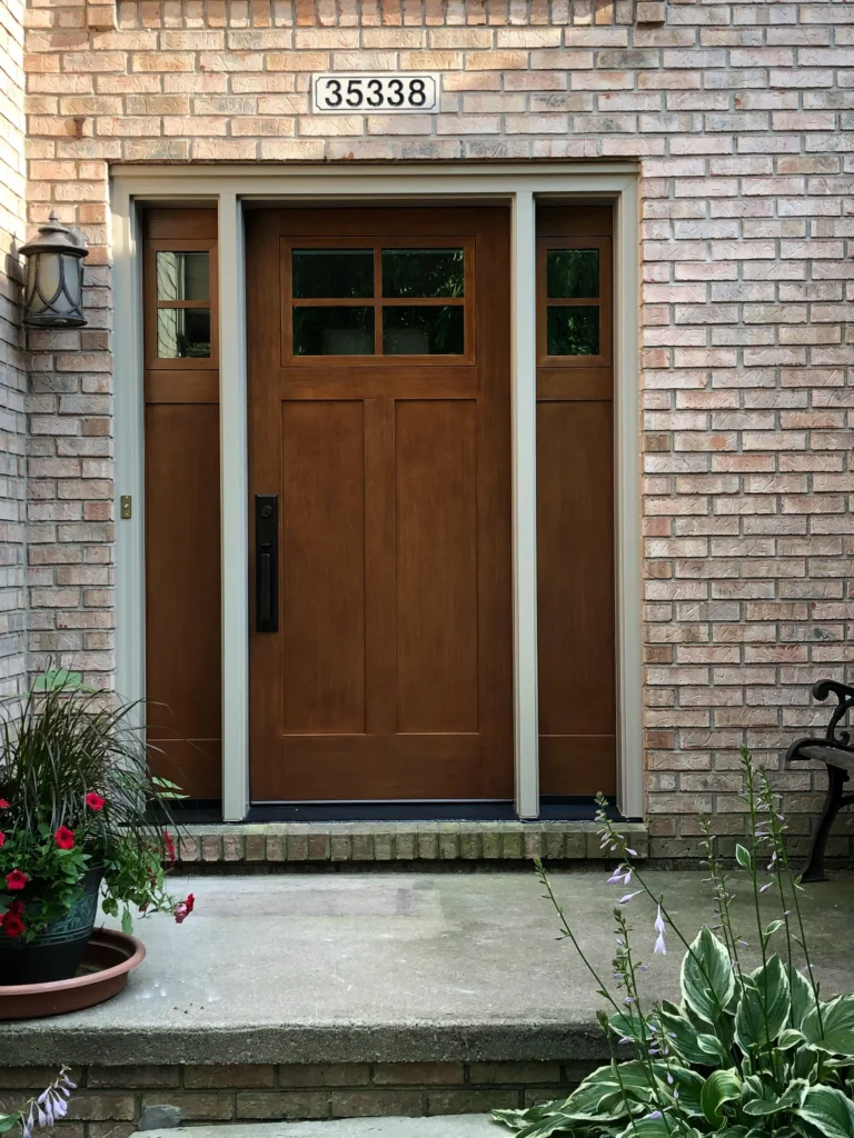 New wood entry door with sidelights