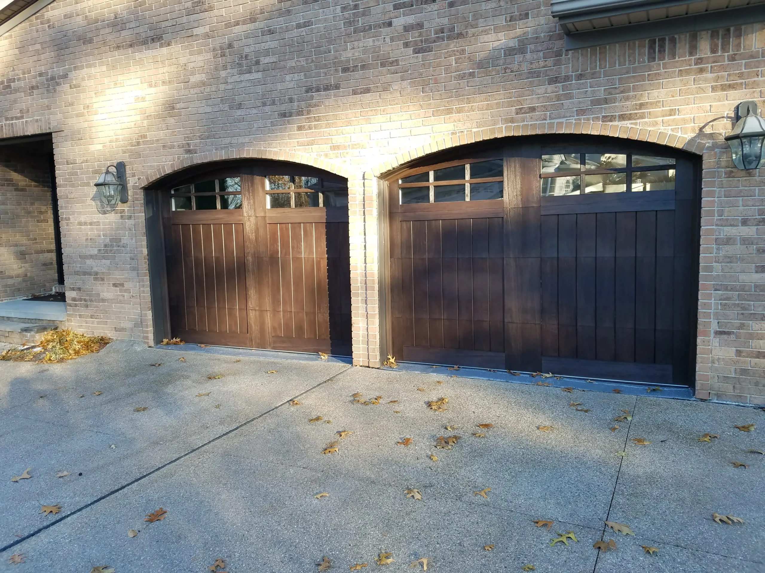 New wood garage doors