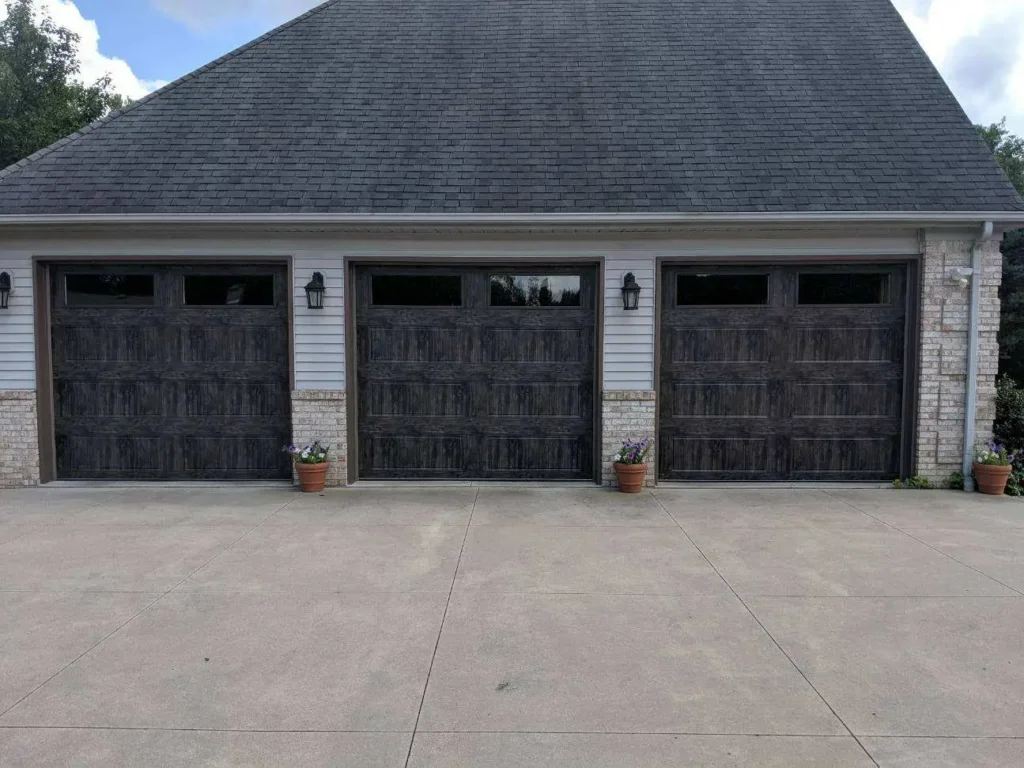 New gray wood garage doors