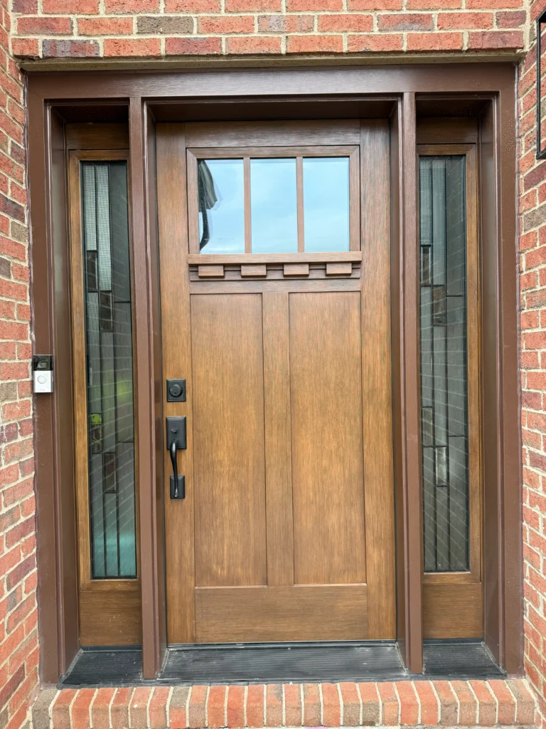 New wood entry door with glass and sidelights