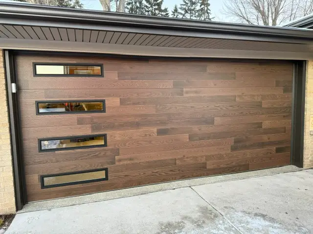 New modern wood garage door