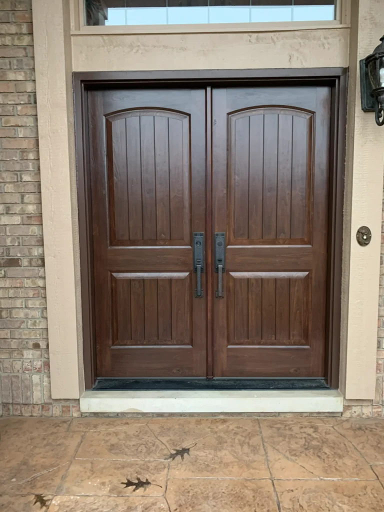 New wood entry door
