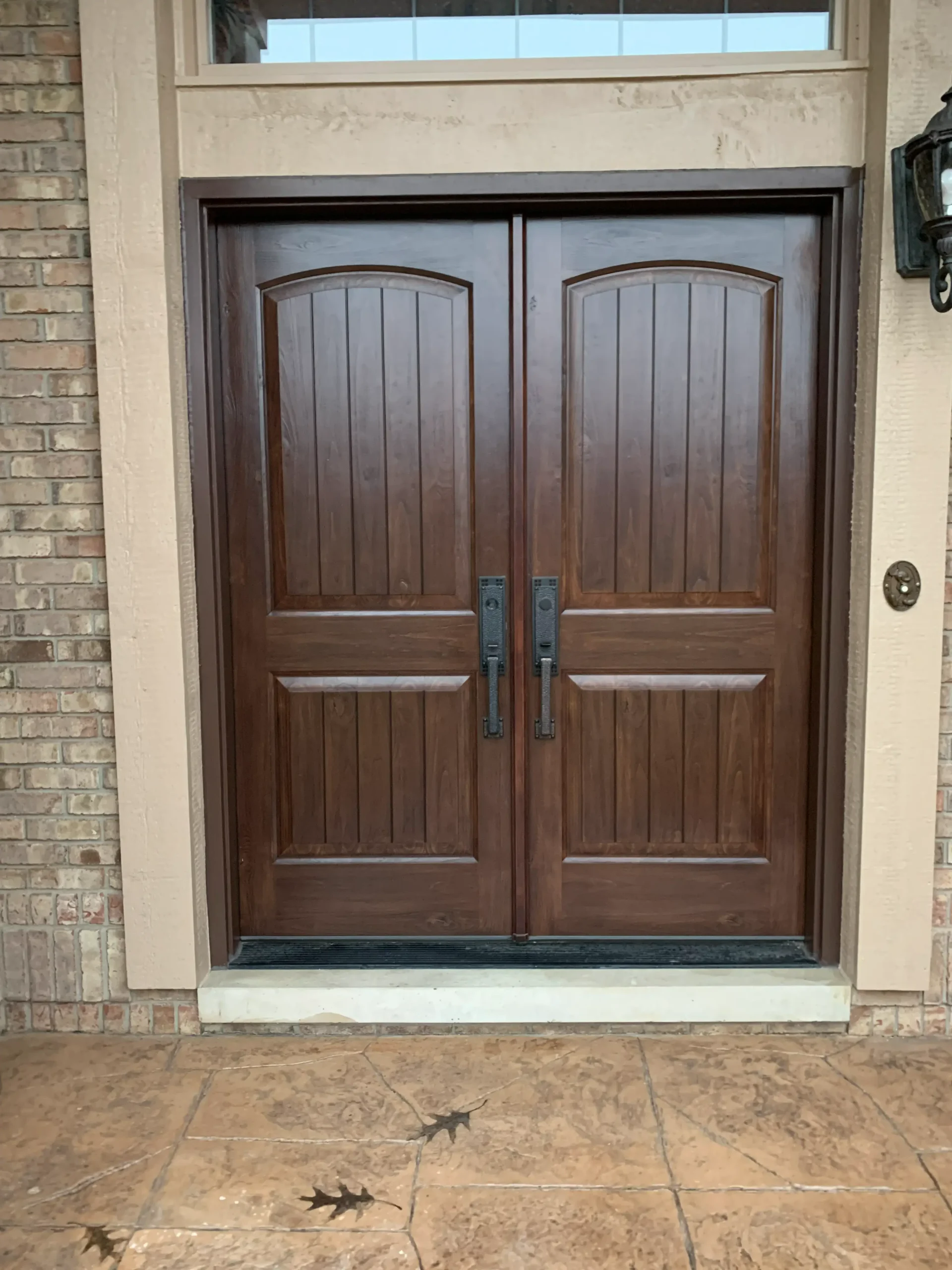 New wood double entry door